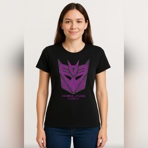Black purple‎ glitter Authentic Universal Studios licensed Decepticon T Shirt XL